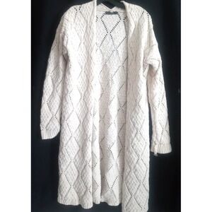 Moon & Madison Crochet Open Knit Cardigan Small Sweater Boho Lagenlook Hippie